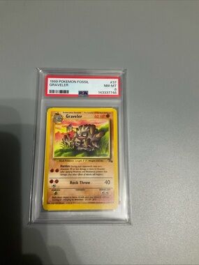 1999 Pokémon Fossil Graveler PSA 8 Graded Card - Yellow Border
